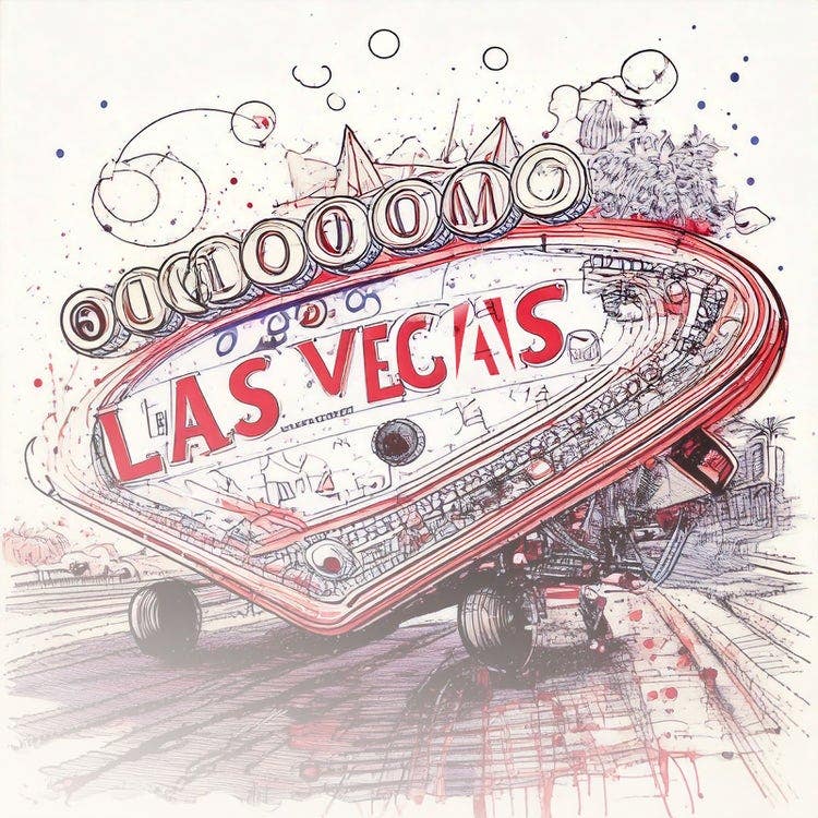 Gonzo signage of "Las Vegas" with the Adobe logo.