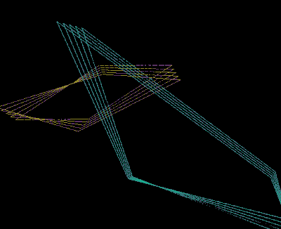 An animation of the Mystify screensaver.